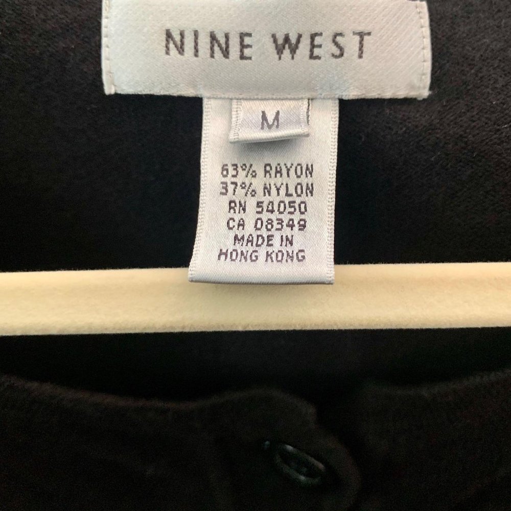 NINE WEST 3/4 Sleeve Black Button Up Top Sz M - Picture 6 of 7